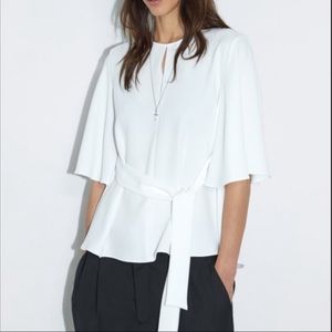 Zara Woman White belted Blouse Medium